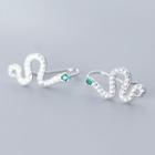 Snake Earring 1 Pair - S925 Silver - Light Blue & Silver - One Size