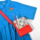 Flower And Checker Print Crossbody Bag Red - One Size