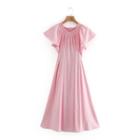 Plain Ruched A-line Maxi Dress