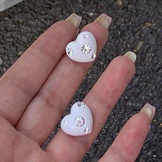 Heart Rhinestone Alloy Earring 1 Pair - Silver Needle Earrings - White - One Size