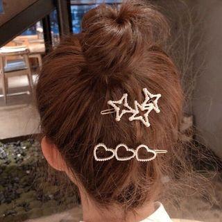 Faux Pearl Star / Heart Hair Clip