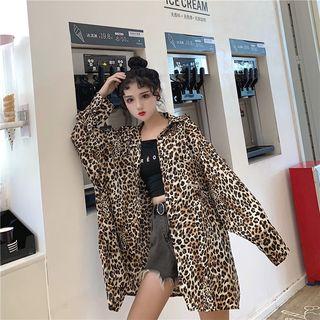 Long-sleeve Leopard Print Loose-fit Shirt