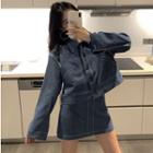 Loose-fit Stitched Crop Jacket / Mini Skirt