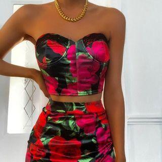 Strapless Floral Top