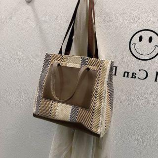 Striped Tote Bag Black - One Size