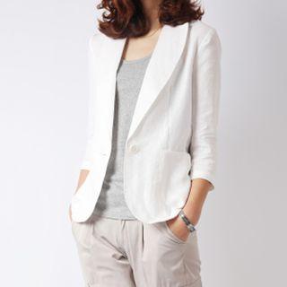 Linen-blend 3/4-sleeve Blazer