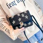 Faux-leather Star-embroidered Mini Shoulder Bag