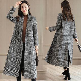 Single Buttoned Plaid Coat
