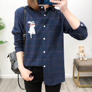 Rabbit Print Check Long-sleeve Shirt