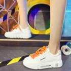 Faux Leather Contrast Shoelace Sneakers
