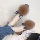 Rabbit Ears Rhinestone Accent Fluffy Loafers