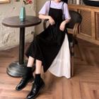 Short-sleeve T-shirt / Strappy Midi Overall Dress / Set