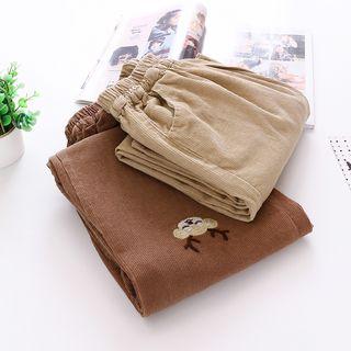 Deer Embroidered Cropped Straight-fit Pants