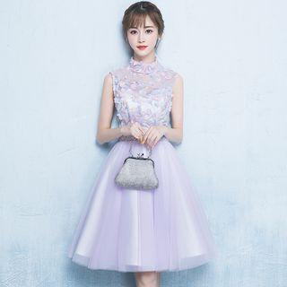 Sleeveless Embroidered Short Prom Dress