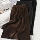Slit Midi Straight-fit Velvet Skirt