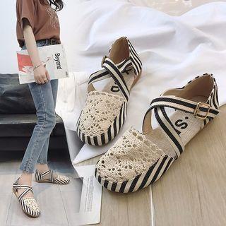 Perforated Striped Flats