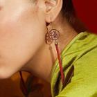 Chine Character Fringed Drop Earring 1 Pair - Red - One Size