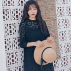 Set: Slipdress + 3/4-sleeve Lace Midi Dress