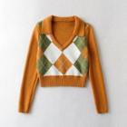 Polo-neck Argyle Pint Sweater