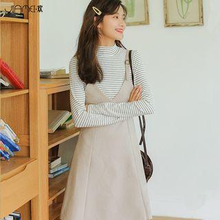 Set: Striped Top + Sleeveless A-line Dress