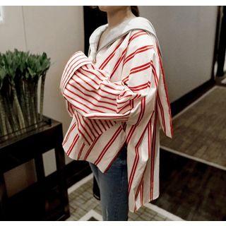 Hooded Long-sleeve Striped Top