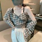 Plaid Cropped Camisole Top / Crop Shirt