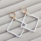 Square Dangle Earring White - One Size