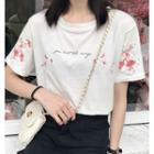 Short-sleeve Embroidered Floral T-shirt
