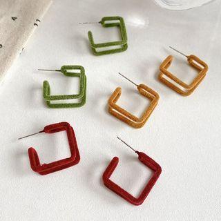 Flocking Open Square Earring