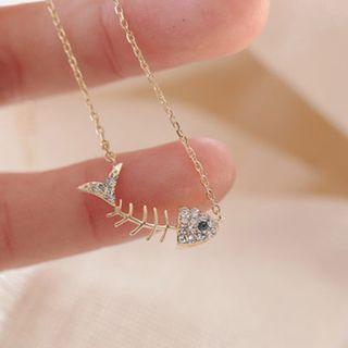 Rhinestone Fishbone Necklace