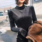 Set: Long-sleeve Knit Top + Split Hem Midi Pencil Skirt