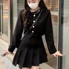 Single-breasted Plain Jacket / Mini Pleated Skirt