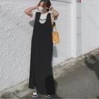 Wide-leg Overall Pants Black - One Size