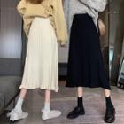 Wide Medium Long Knit Semi Skirt
