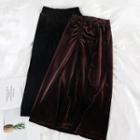 High-waist Velvet Midi Skirt