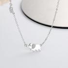 Rhinestone Elephant Necklace Silver - One Size