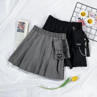 Chain Mini A-line Pleated Skirt