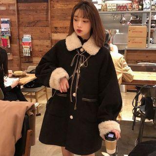 Fluffy Collared Button Jacket