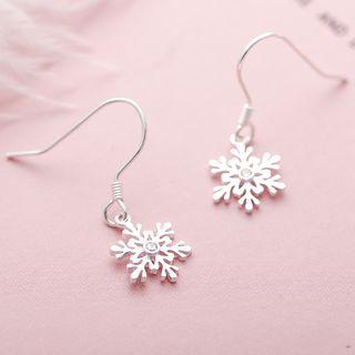 925 Sterling Silver Snowflake Dangle Earring 1 Pair - Earrings - One Size