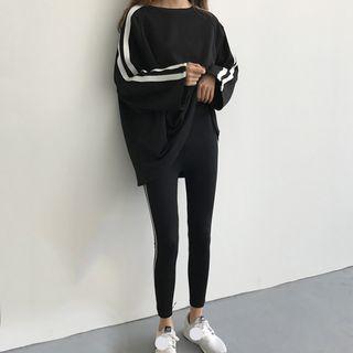 Stripe Long-sleeve Sweatshirt / Skinny Pants