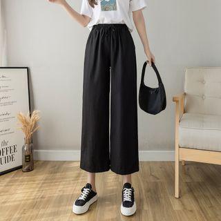 Cropped Wide Leg Pants / Short-sleeve Print T-shirt