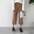 Faux Suede Capri Wide Leg Pants