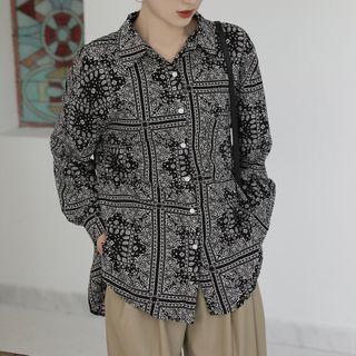 Print Chiffon Shirt Black - One Size