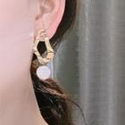 Faux Pearl Irregular Alloy Dangle Earring Be0155 - 925 Silver Needle - Irregular Oval - One Size
