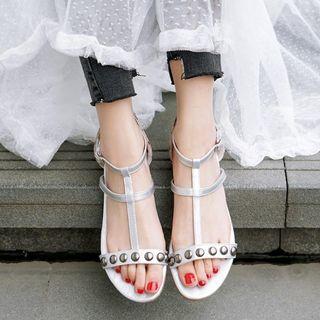 Pattern Panel Rivet Sandals