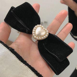 Bow Hair Clip Duckbill Clip - Black - One Size