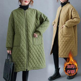 Plain Quilted Zip-up Coat