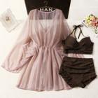 Set: Twisted Bikini + Mesh Cover-up Top