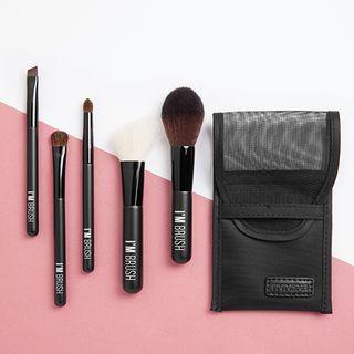 Memebox - I'm Meme I'm Brush #b014 Mini Brush Set: Mini Powder Brush + Mini Contour Brush + Mini Eyeshadow Brush + Mini Eyeshadow Blending Brush + Mini Eyebrow Brush + Mesh Pouch 6pcs
