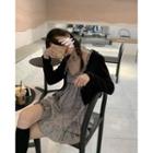 Spaghetti Strap Heart Print Mini A-line Dress Gray - One Size